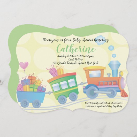 Baby shower van de treincabine kaart (Voorkant / Achterkant)