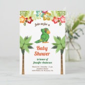 Baby shower van de tropische Oerwouden-papegaaiach Kaart (Staand voorkant)