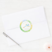 Baby shower van de tropische papegaaivogel ronde sticker (Envelop)