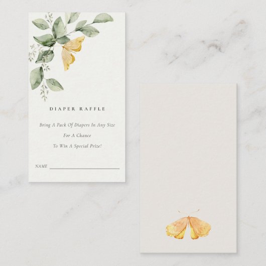 Baby shower van de tuinfauna Butterfly Diaper Raff Informatiekaartje (Voorkant / Achterkant)