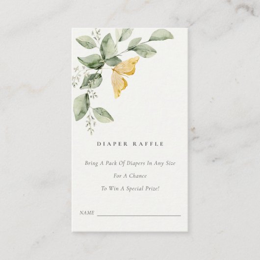 Baby shower van de tuinfauna Butterfly Diaper Raff Informatiekaartje (Voorkant)