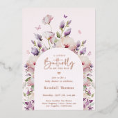 Baby shower van de vlindertuin folie uitnodiging (Voorkant)