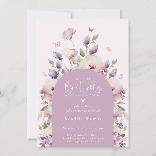 Baby shower van de vlindertuin kaart (Voorkant)