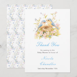 Baby shower van de voorjaarsvogels bedankkaart