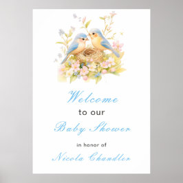 Baby shower van de voorjaarsvogels poster