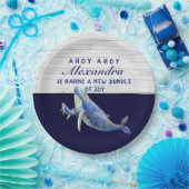 Baby shower van de walvisvaarder Blue Nautical Boy Papieren Bordje (Feest)