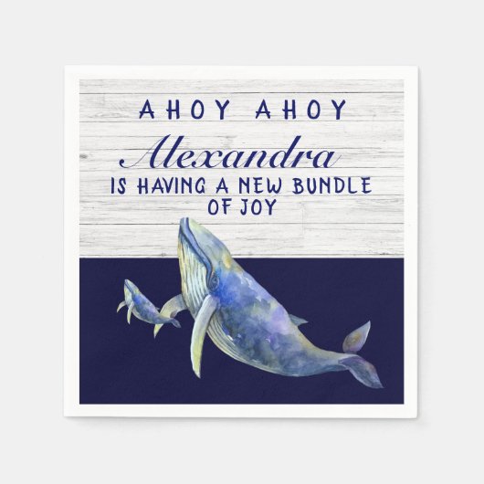 Baby shower van de walvisvaarder Blue Nautical Boy Servet (Voorkant)
