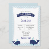 Baby shower van de walviszee kaart (Voorkant / Achterkant)