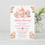 Baby shower van de waterverf Aardbeien Tea Party Kaart (Staand voorkant)