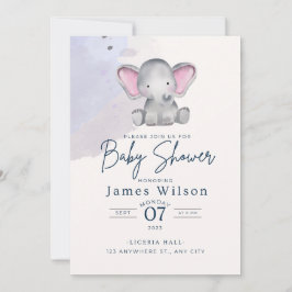 Baby shower van de Waterverf van Blue Boy's Elepha Kaart