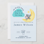 Baby shower van de Waterverf van Blue Boy's Elepha Save The Date (Voorkant)