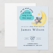 Baby shower van de Waterverf van Blue Boy's Elepha Save The Date (Voorkant / Achterkant)