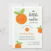 Baby shower van de Waterverf van Cutie Oranje Clem Kaart (Voorkant)