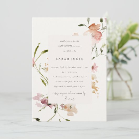 Baby shower van de Waterverf van de Blindweide Kaart (Staand voorkant)