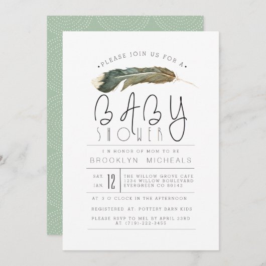 Baby shower van de Waterverf van de navel Kaart (Voorkant / Achterkant)