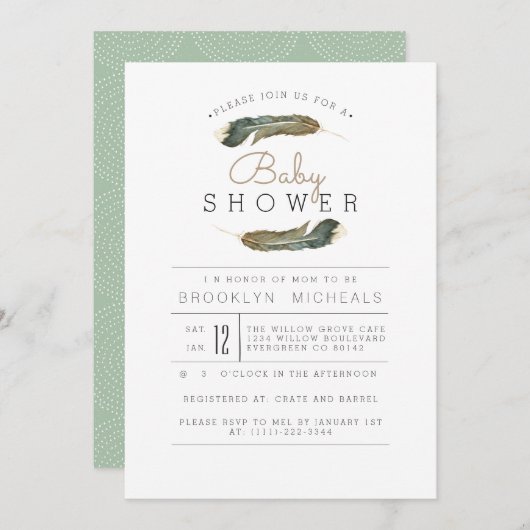 Baby shower van de Waterverf van de navel Kaart (Voorkant / Achterkant)