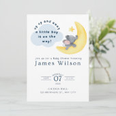 Baby shower van de Waterverf van het blauw-boogvli Save The Date (Staand voorkant)