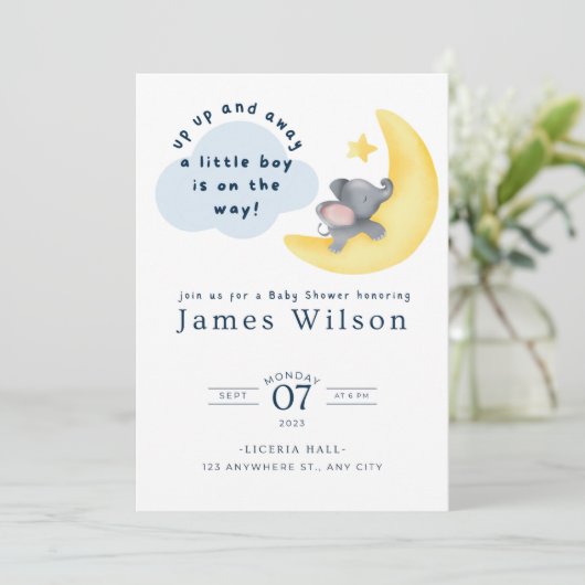 Baby shower van de Waterverf van het blauw-boogvli Save The Date (Staand voorkant)