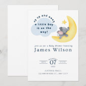 Baby shower van de Waterverf van het blauw-boogvli Save The Date (Voorkant / Achterkant)