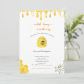 Baby shower van de Waterverf van kleine honingbije Kaart (Staand voorkant)