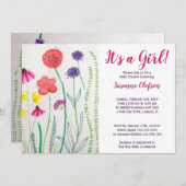 Baby shower van de Waterverf van wilde bloemen Kaart (Voorkant / Achterkant)