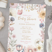 Baby shower van de Waterverf van wilde bloemen Kaart