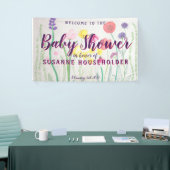 Baby shower van de Waterverf van wilde bloemen Spandoek (Beurs)