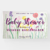 Baby shower van de Waterverf van wilde bloemen Spandoek (Horizontaal)