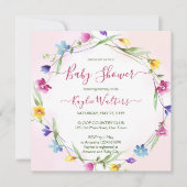 Baby shower van de wildbloemen van de weide kaart (Voorkant)