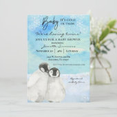 Baby shower van de winter Twins Penguin, koud buit Kaart (Staand voorkant)