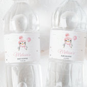 Baby shower van de winterpinguïn waterfles etiket