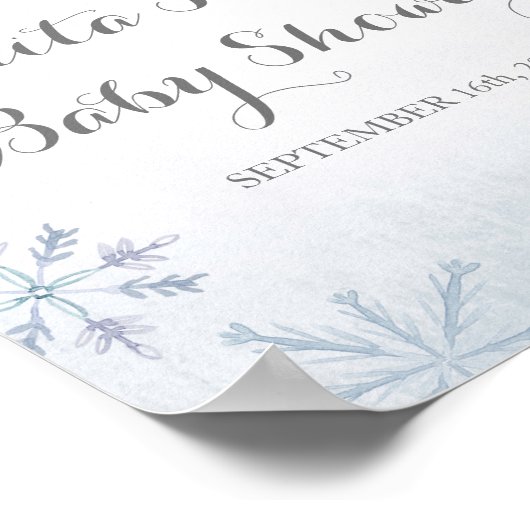 Baby shower van de winterwaterverf poster (Hoek)