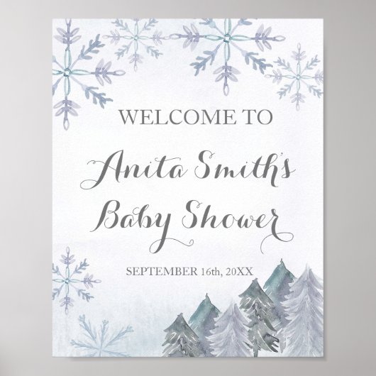 Baby shower van de winterwaterverf poster (Voorkant)