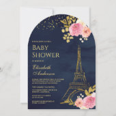 Baby shower van de zeemacht van de Floral Gold Eif Kaart (Voorkant)