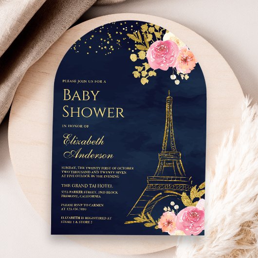 Baby shower van de zeemacht van de Floral Gold Eif Kaart