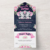 Baby shower van de zeemacht van de twinningmeiden all in one uitnodiging (Binnen)