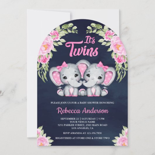 Baby shower van de zeemacht van de twinningmeiden kaart (Voorkant)