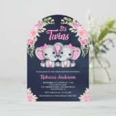 Baby shower van de zeemacht van de twinningmeiden  kaart (Staand voorkant)