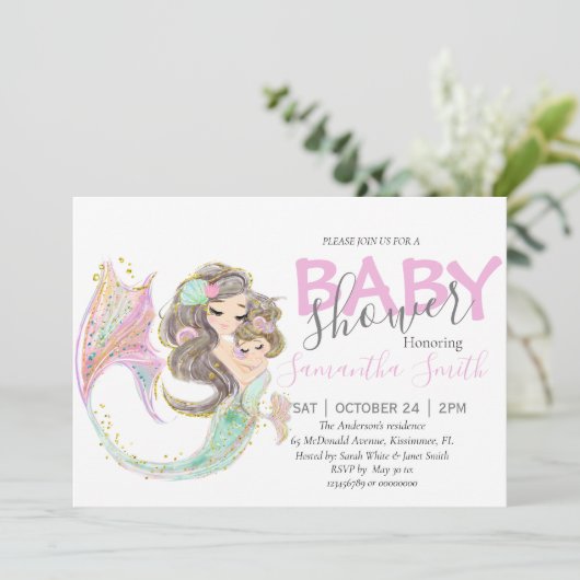 Baby shower van de zeemeermin in het kader van de  aankondiging (Staand voorkant)