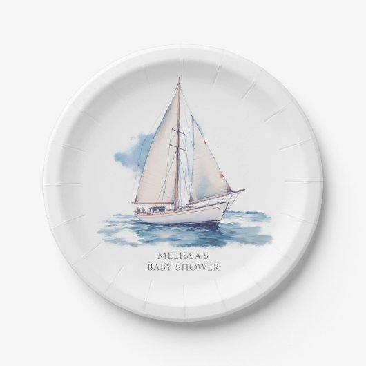 Baby shower van de zeilboot papieren bordje (Voorkant)