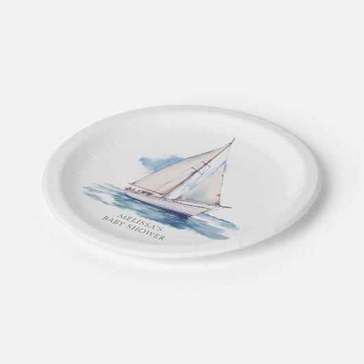 Baby shower van de zeilboot papieren bordje (Gekanteld)