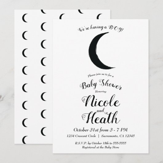 Baby shower van de zodiabetische bioscoop Black Cr Kaart (Voorkant / Achterkant)