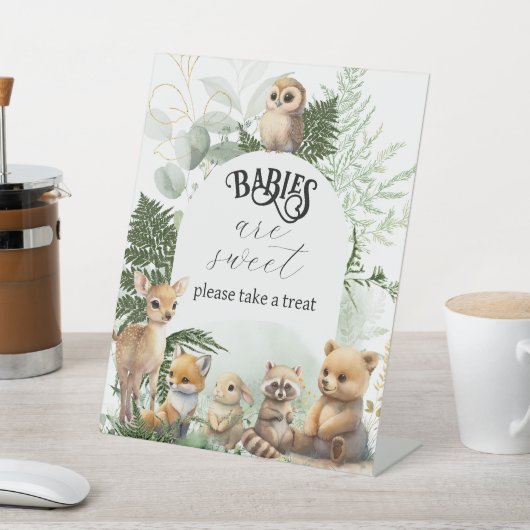 Baby shower van de zoete groene bossenbedekking reclamebord met voetstuk (Insitu)