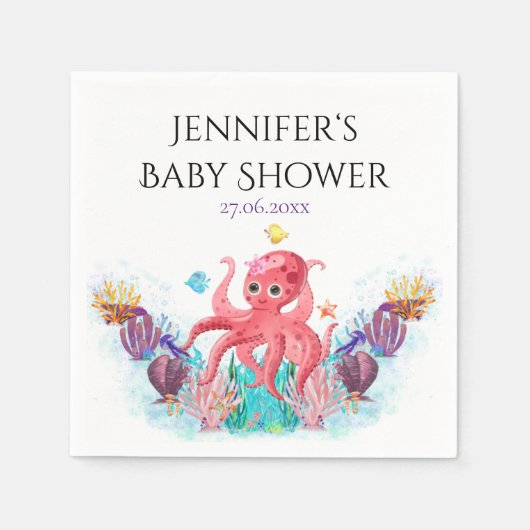 Baby shower van de zoete Ocean Octopus Seashells Servet (Voorkant)