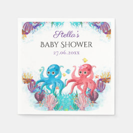 Baby shower van de zoete Ocean Twins Octopus Seash Servet