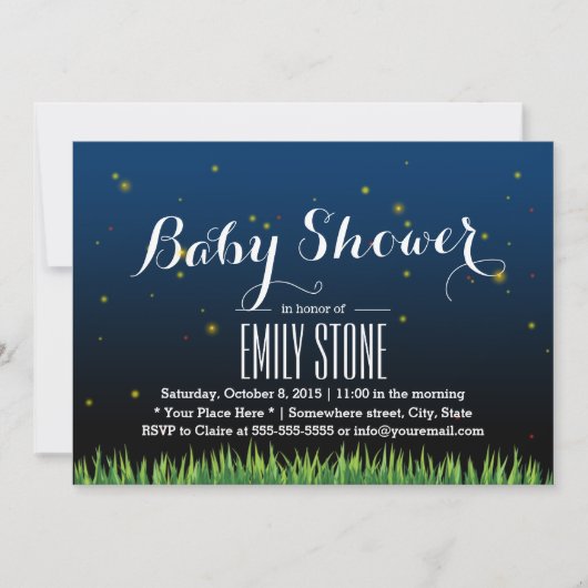 Baby shower van de zomernachtvuurvliegers kaart (Voorkant)