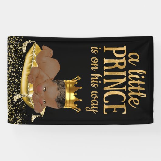 Baby shower van de zwarte en goudAfrikaanse prins Spandoek (Horizontaal)