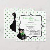 Baby shower van de zwarte en groene Teddy Bear Cou Kaart (Voorkant / Achterkant)