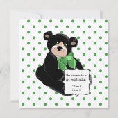 Baby shower van de zwarte en groene Teddy Bear Cou Kaart (Achterkant)