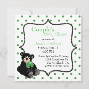 Baby shower van de zwarte en groene Teddy Bear Cou Kaart